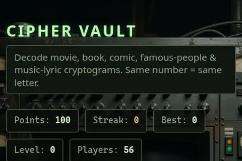 Cipher Vault title screen